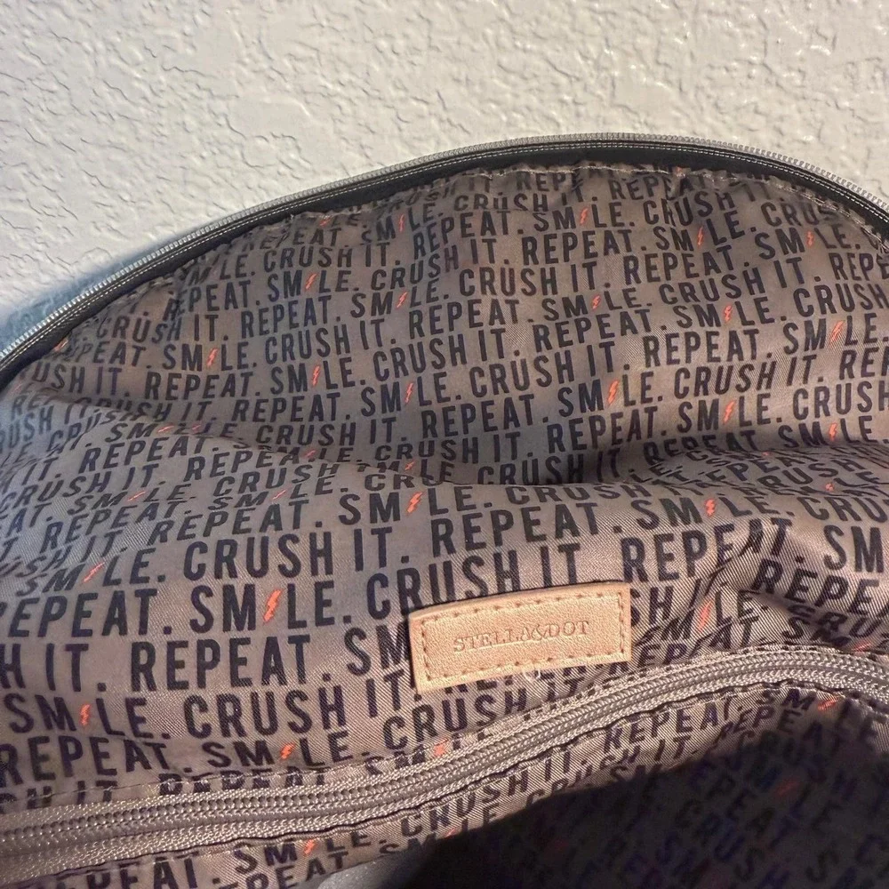 Stella & Dot Crush It Backpack Womens Large Black Quilted Nylon Gym Travel Bag